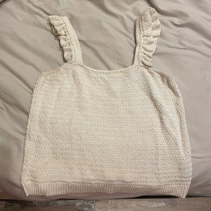 Madewell Crochet Sweater Tank - Cream - Square Neck - Ruffle Straps
